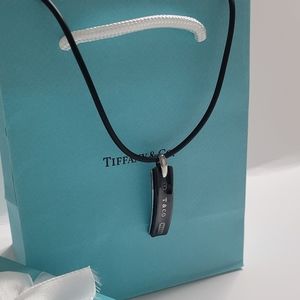 RARE🩵 TIFFANY & CO 1837 Midnight Bar Pendant Necklace UNISEX Retired Tit